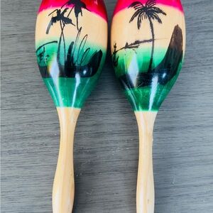Hand-Painted Tropical Maracas - Bright Gradient Colors